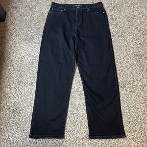 COVE Mens Baggy Jeans 36x32 Black Wash Wide Leg Stretch Denim Pants